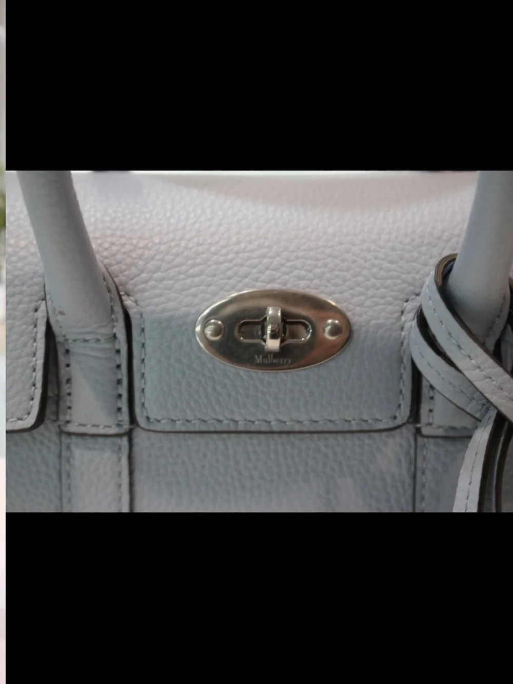 Mulberry Light Blue Leather Top-Handle Satchel with Detachable Strap